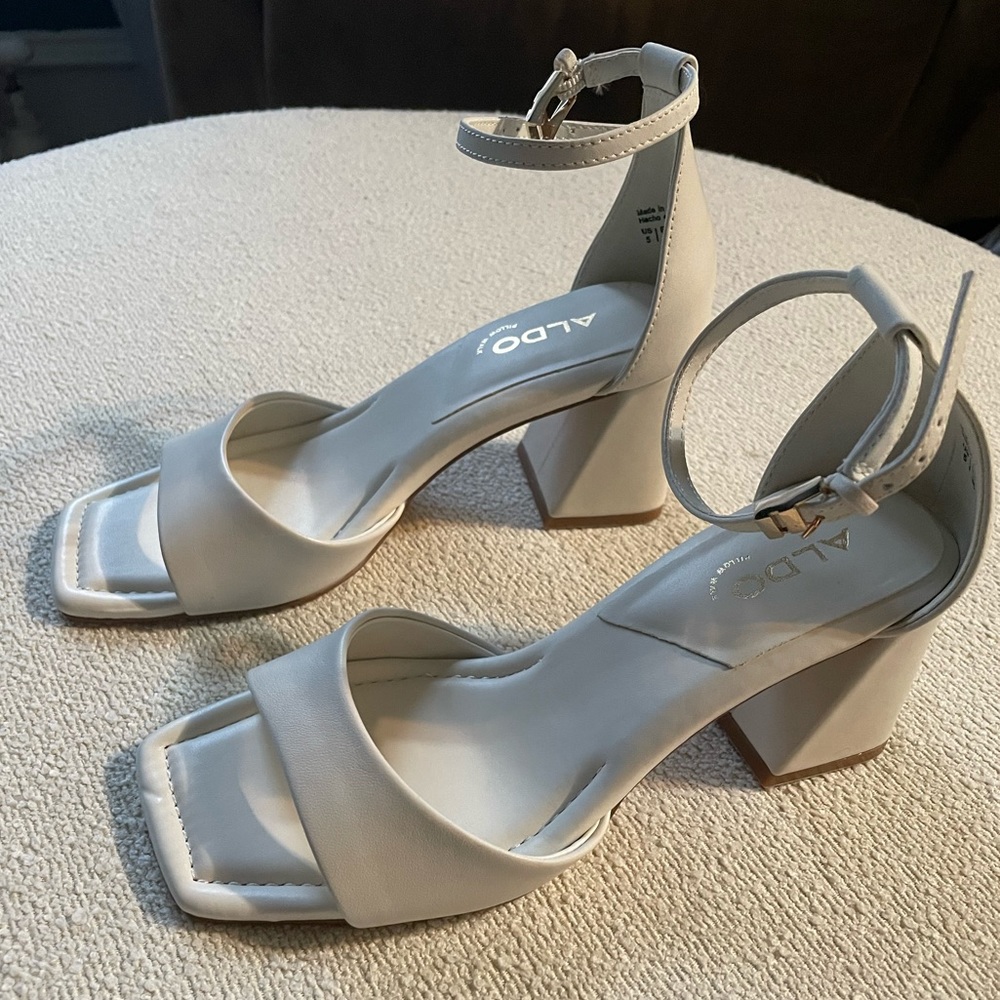 Aldo Safdie Strappy Heeled Sandals, White-Bone, Size 5, Brand New